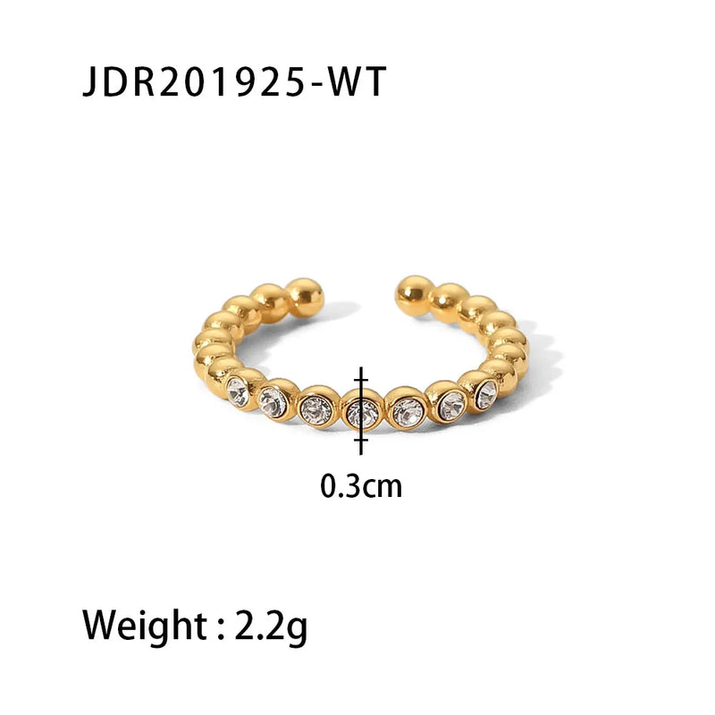 Kika Dainty 18K Gold Plated Thin Bead Green Zircon Ring