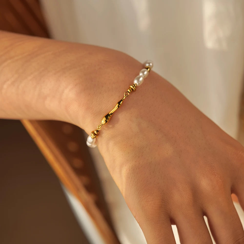 Kika Stainless Steel Bead Chain Bangle Bracelet Waterproof