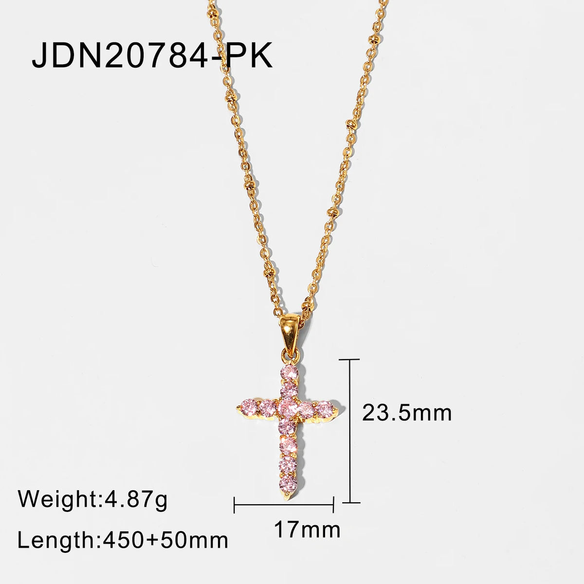 Kika Delicate Shiny Cubic Zirconia 316L Cross Pendant Necklace