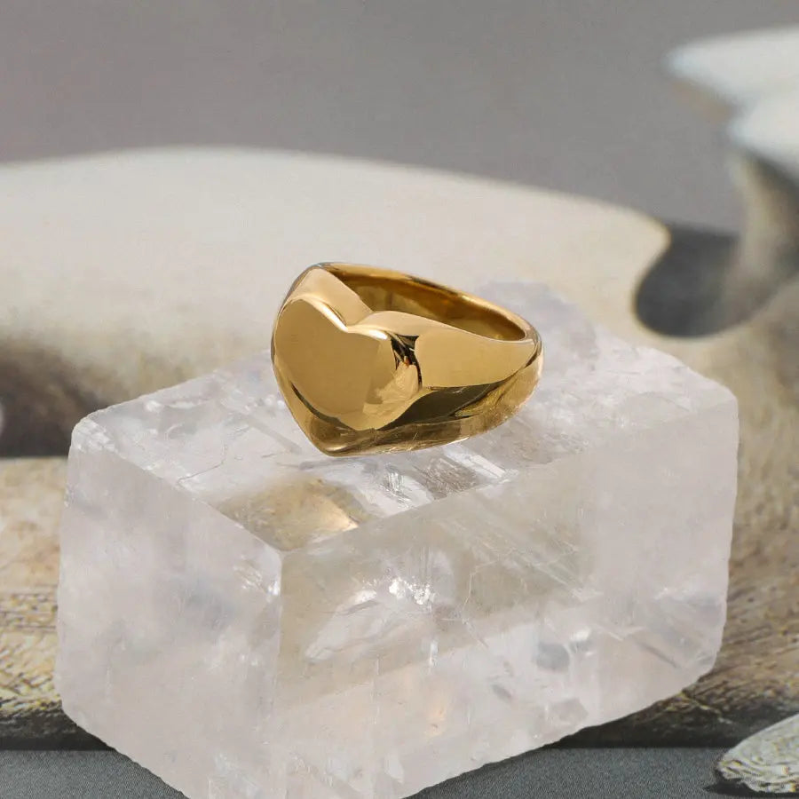 KIKA Chunky Sleek 18K Gold PVD Plated Over Stainless Steel 316L Elysian Ring Waterproof And Tarnish Resistant