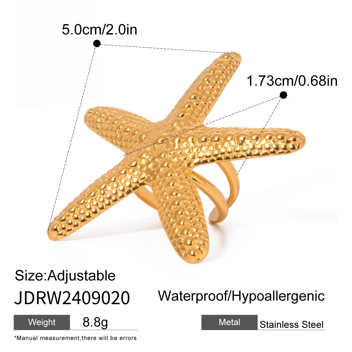 kika Fashion Stainless Steel Sea Ocean Element Starfish Earrings