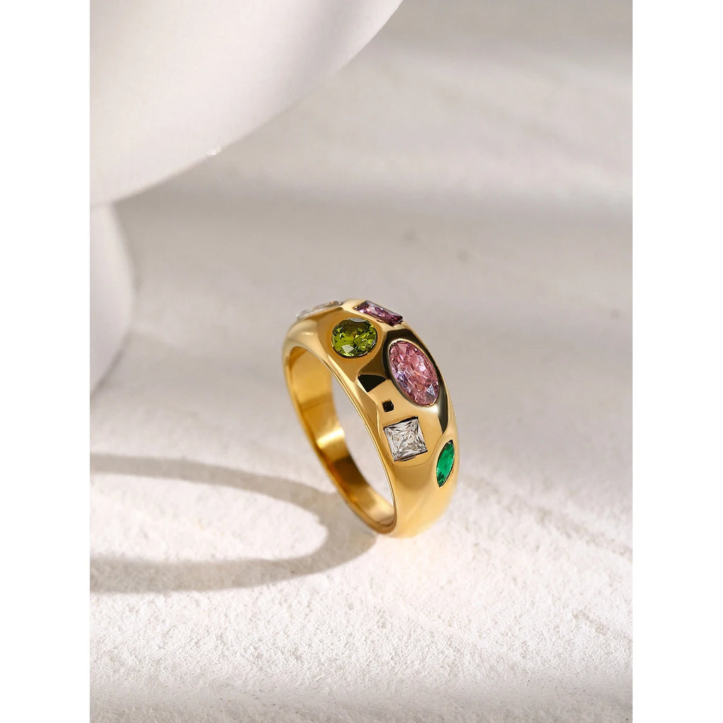 KIKA Casual Style Stainless Steel Delicate Cubic Zirconia Fashion Shiny Ring for Women High Quality Temperament Premium Jewelr