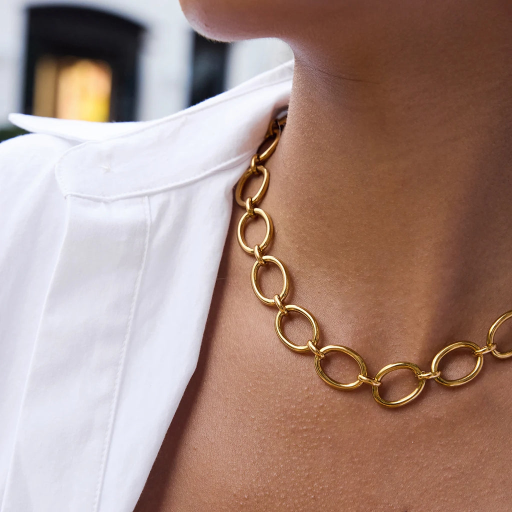 Minimalist Thick O-Link OT Clasp Necklace