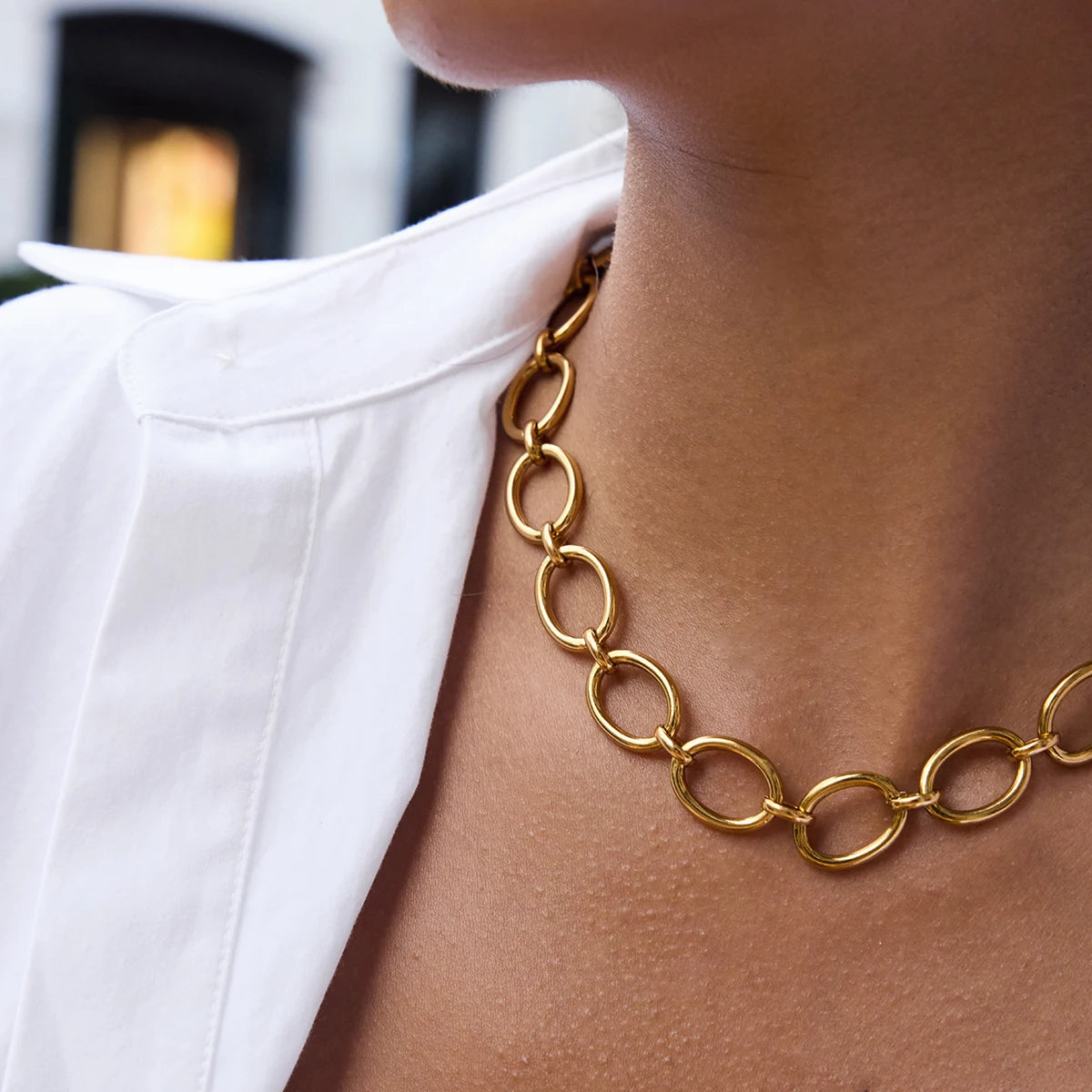 Minimalist Thick O-Link OT Clasp Necklace