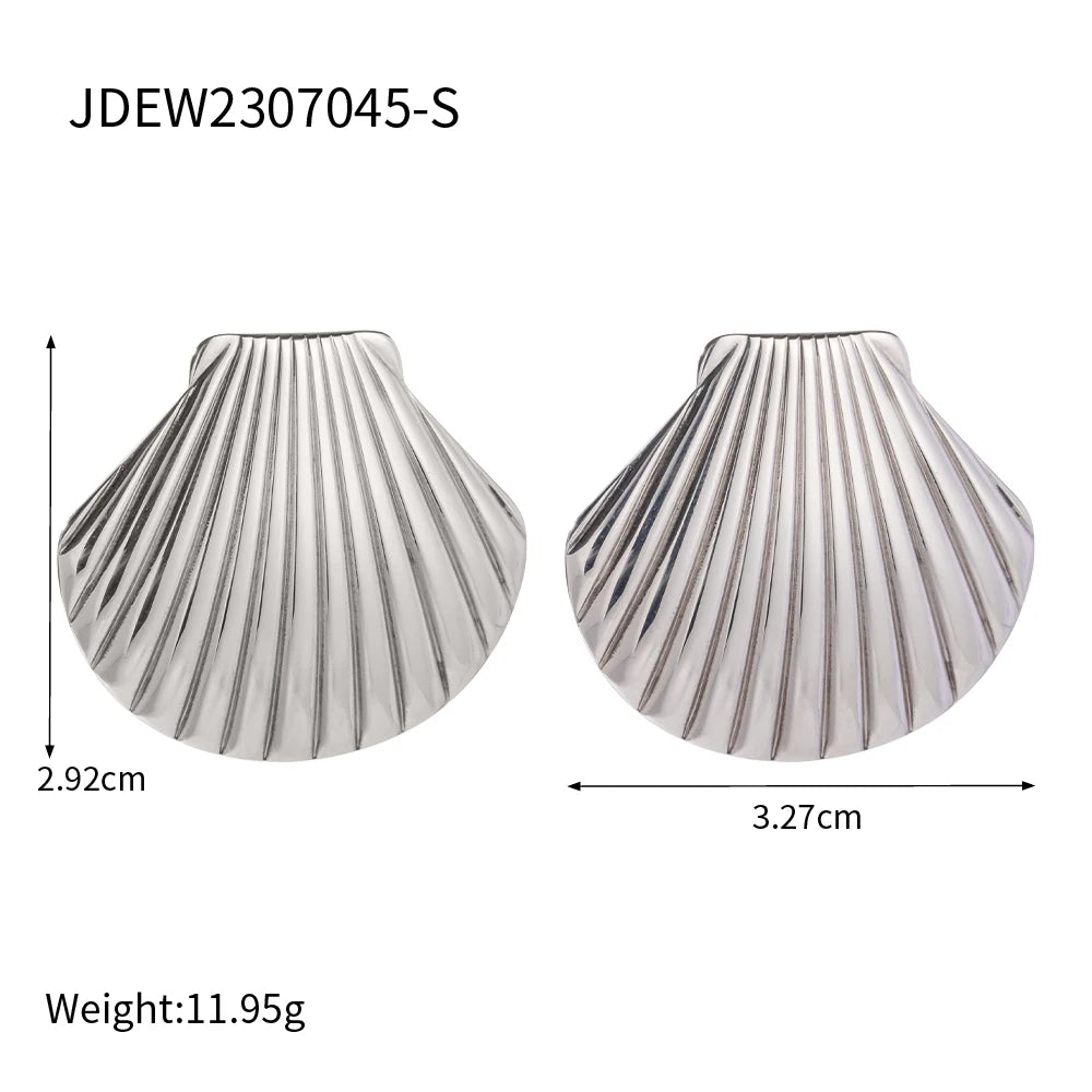 Stainless Steel Big Textured shell Big Stud Earrings Distinctive
