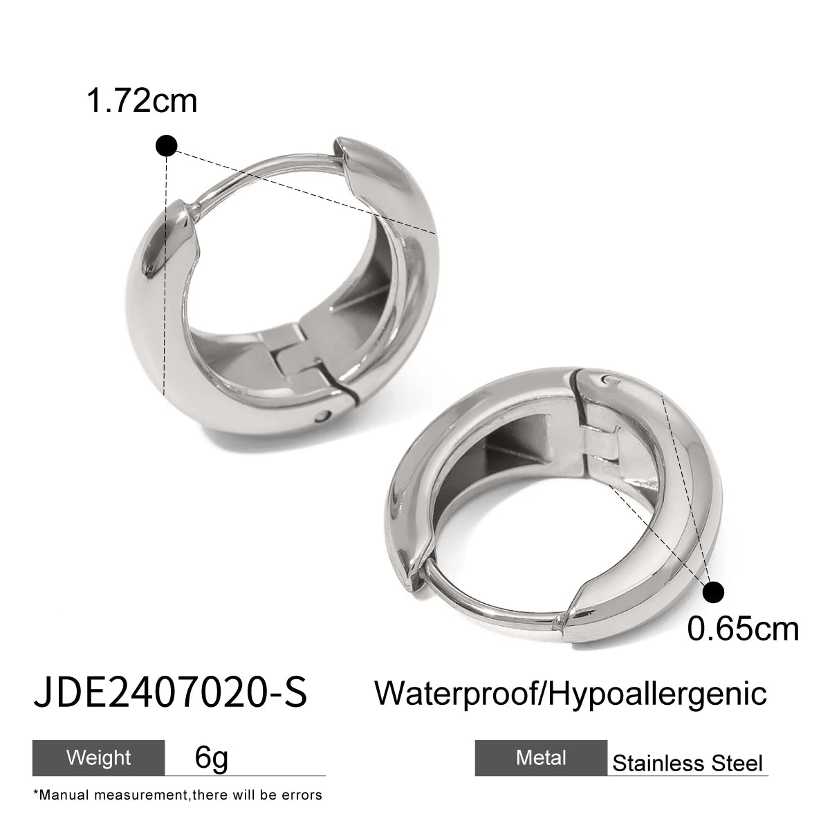 KIKA Simple Classic 18K Gold Color PVD Plated Stainless Steel 316L Chubby Earrings 12mm 14mm 18mm