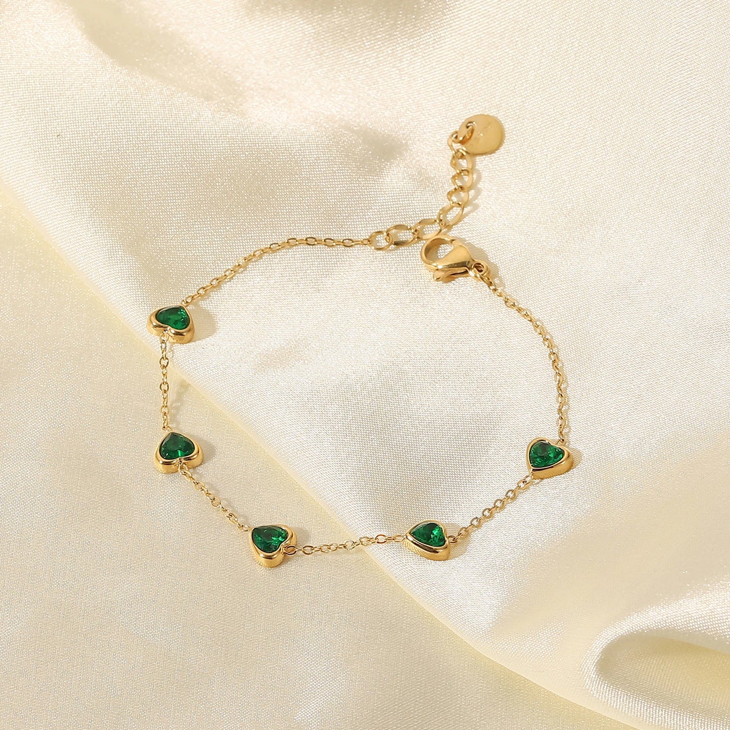 Green Heart Cubic Zirconia Bracelet