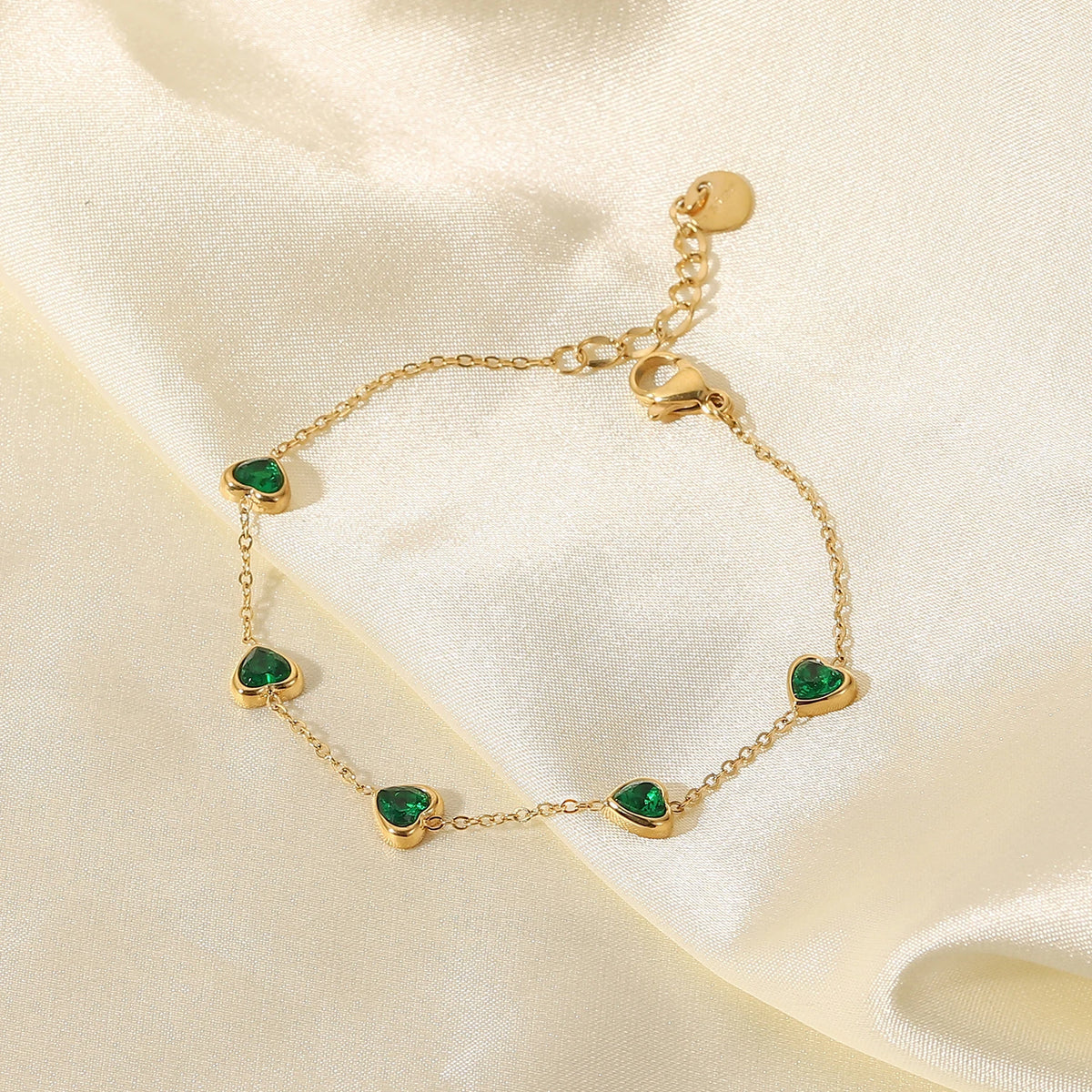 Green Heart Cubic Zirconia Bracelet
