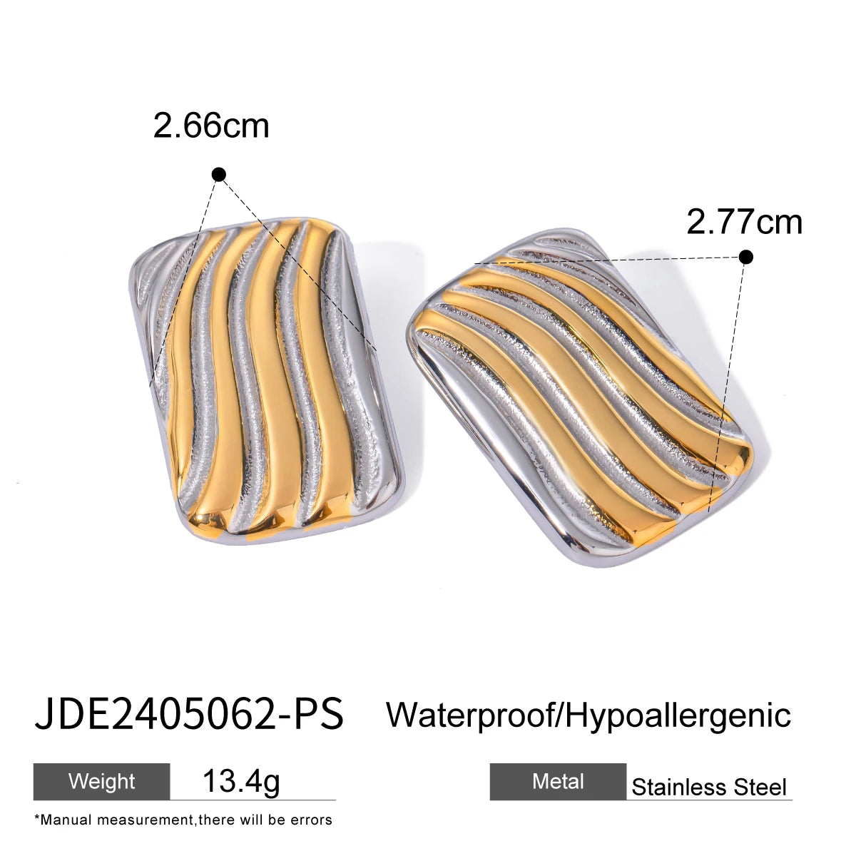 Minimalist Two tone Stainless Steel Thread Irregular Round Earrings