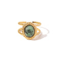 Kika Natural Stone Stainless Steel Gold Color Layered Hollow Open Ring Trendy Fashion France Chic Jewelry Envio Gratis Todo