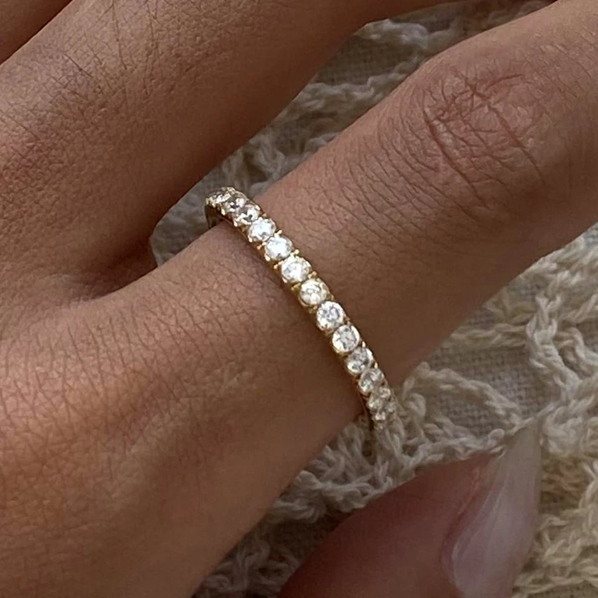 Ring Golden Cubic Zircon 18 K Plated Minimalist