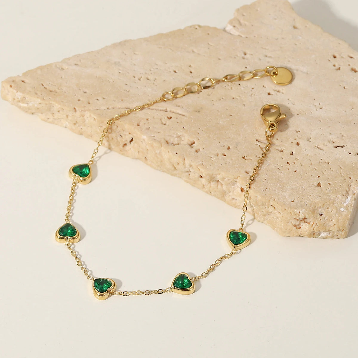 Green Heart Cubic Zirconia Bracelet