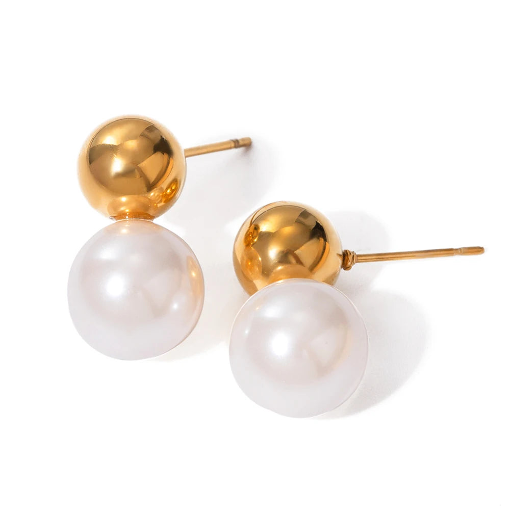 KIKA High Quality Imitation Pearls Drop Stainless Steel 316L Golden
