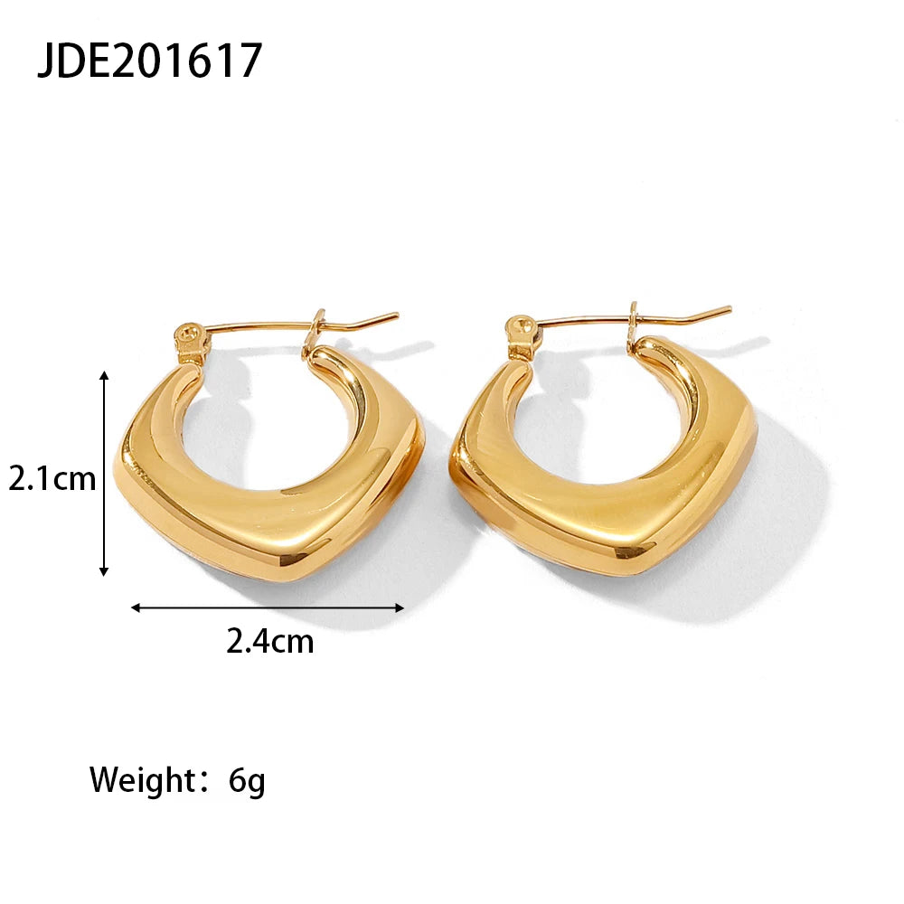 KIKA Stainless Steel 316L Water Drop Big Stud Earrings Chunky Waterdrop Open Hoops Earrings