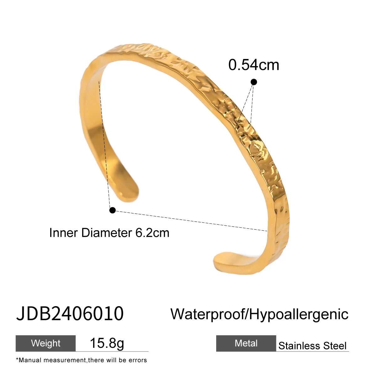 Kika Minimalist 18k Gold Color Plated Stainless Steel Horse Eye White Zircon Bracelet