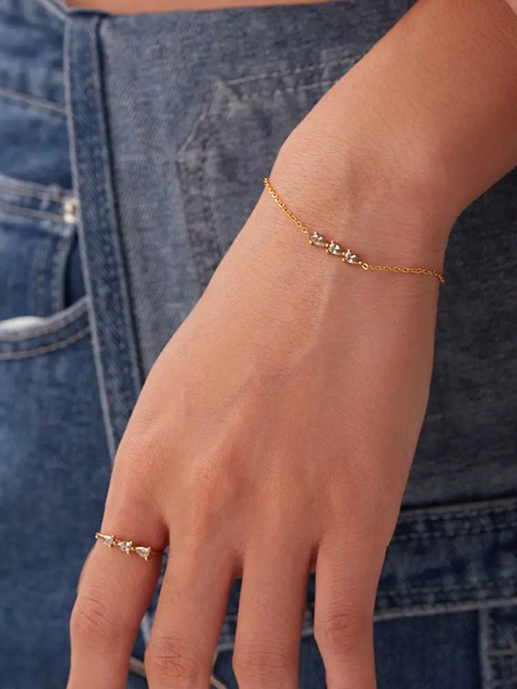 Maximalist Dipped With Cubic Zirconia Gemstones Stainless Steel Bracelet