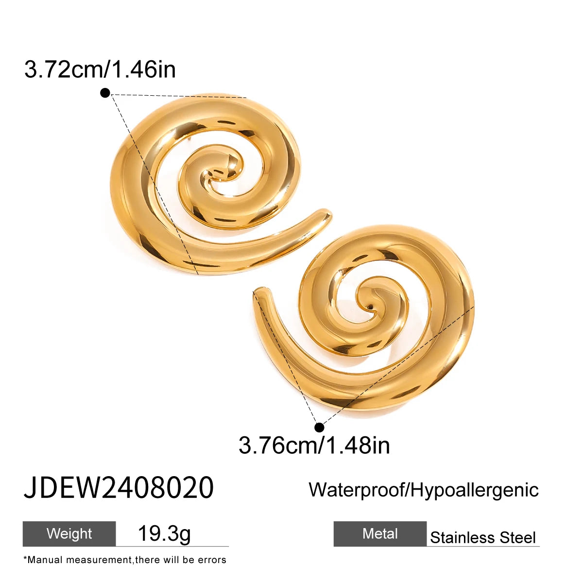 Kika Tarnish Free Vintage Gold Color Stainless Steel Stud Earrings