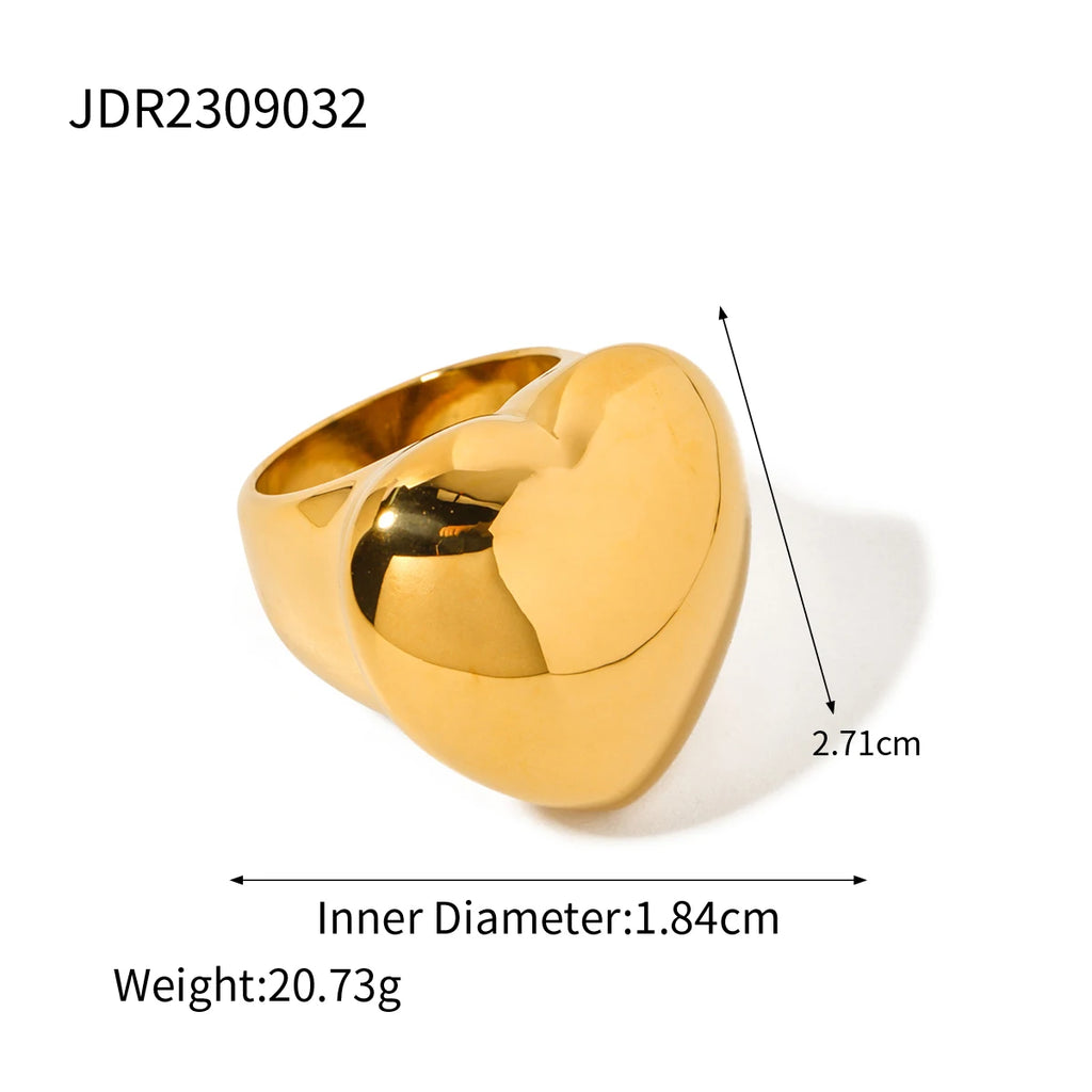 Kika Stylish Unique Stainless Steel Water Drop Geometric Finger Wide Ring for Women Personalized Metal Charm Jewelry Gift New