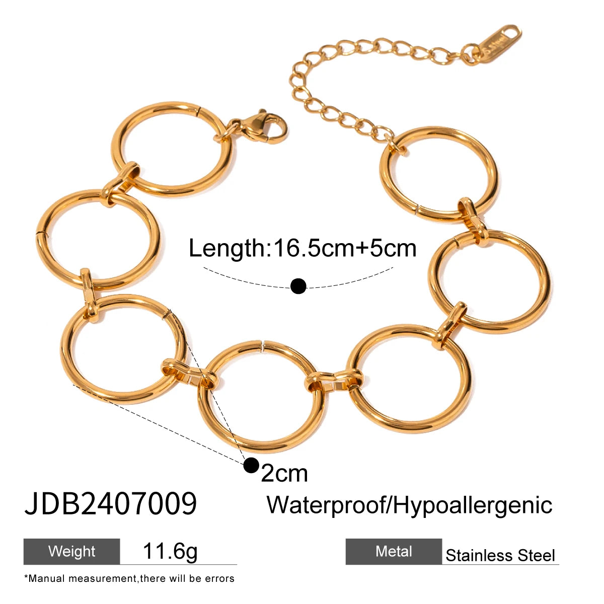 Link Chain Stainless Steel Bangle Bracelet