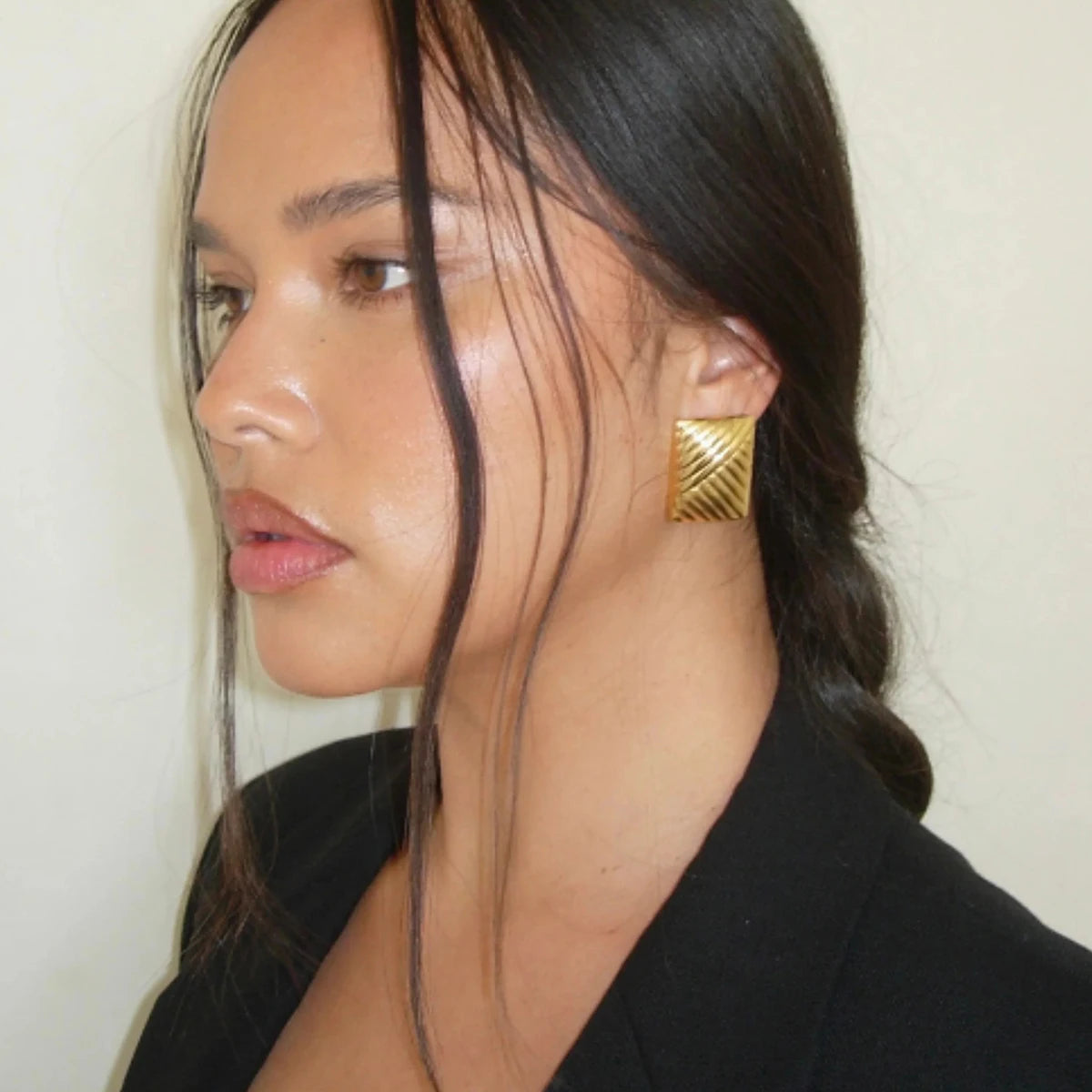 Kika Tarnish Free Vintage Gold Color Stainless Steel Stud Earrings