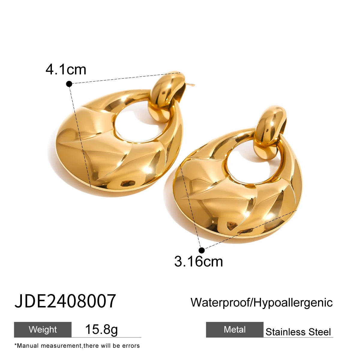 KIKA Chunky Ribbed Hoops by Caitlyn Minimalist Statement Oval Hoop Croissant Earrings Gold & Silver Color
