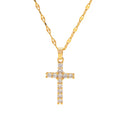Kika Delicate Shiny Cubic Zirconia 316L Cross Pendant Necklace