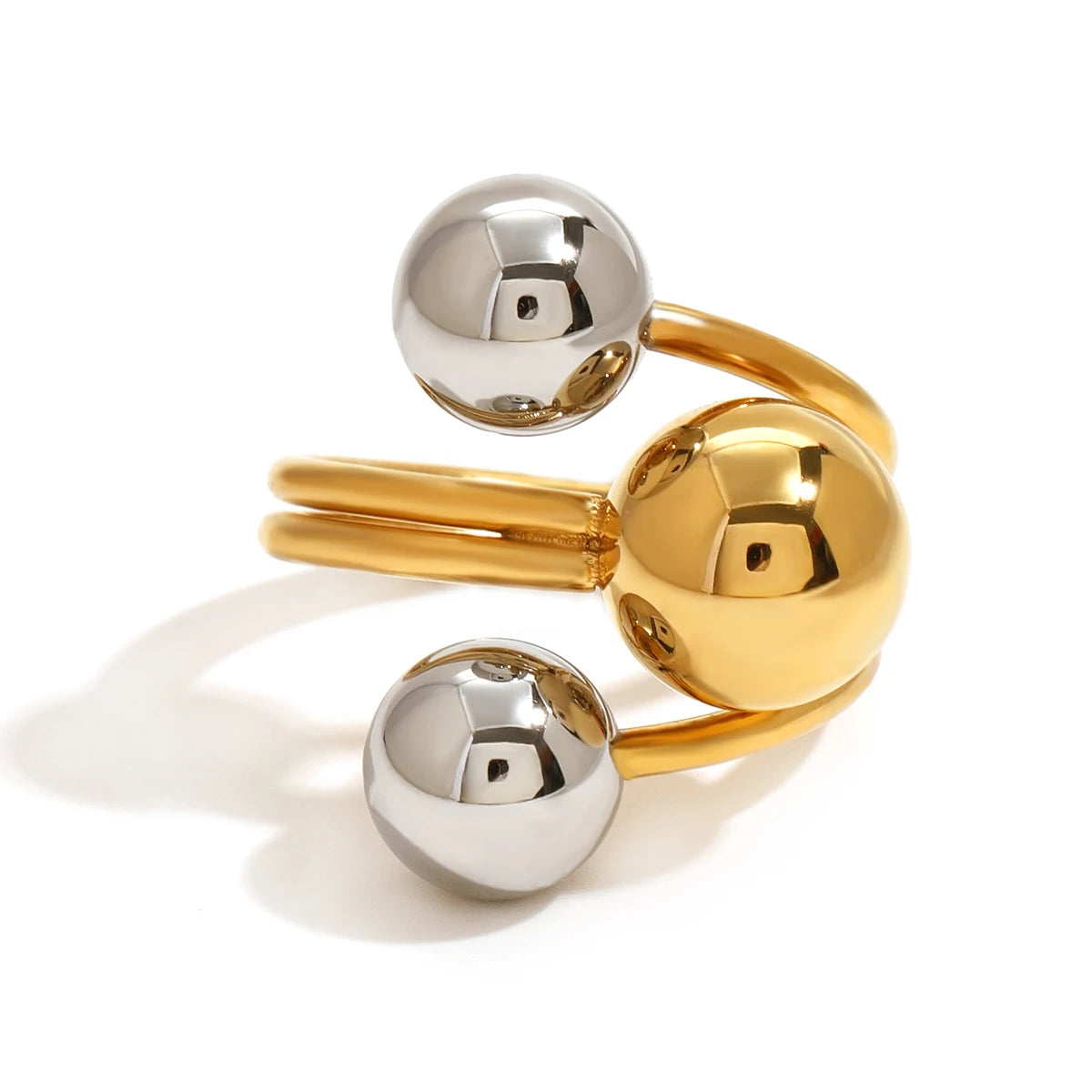 kika 316l Stainless Steel Non-Tarnish Two Toned Ring