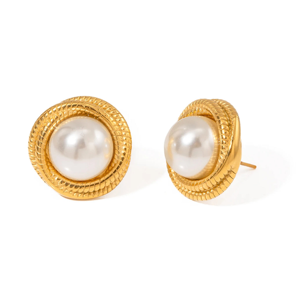 KIKA High Quality Imitation Pearls Drop Stainless Steel 316L Golden