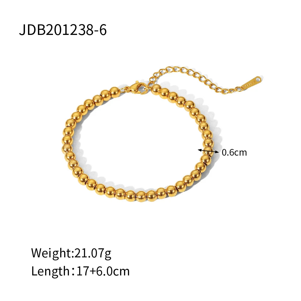 Kika Stainless Steel Bead Chain Bangle Bracelet Waterproof
