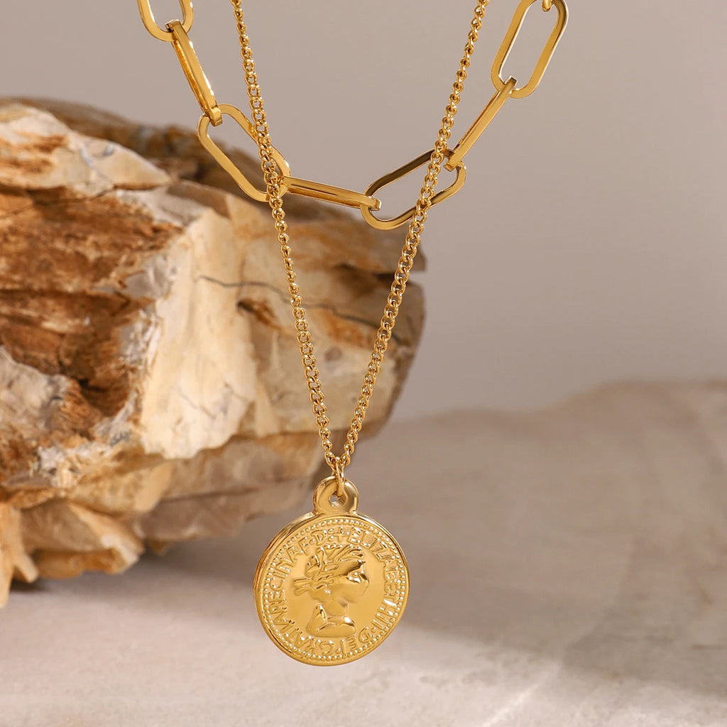 Kika Stainless Steel Golden Puppy Pendant Necklace Waterproof