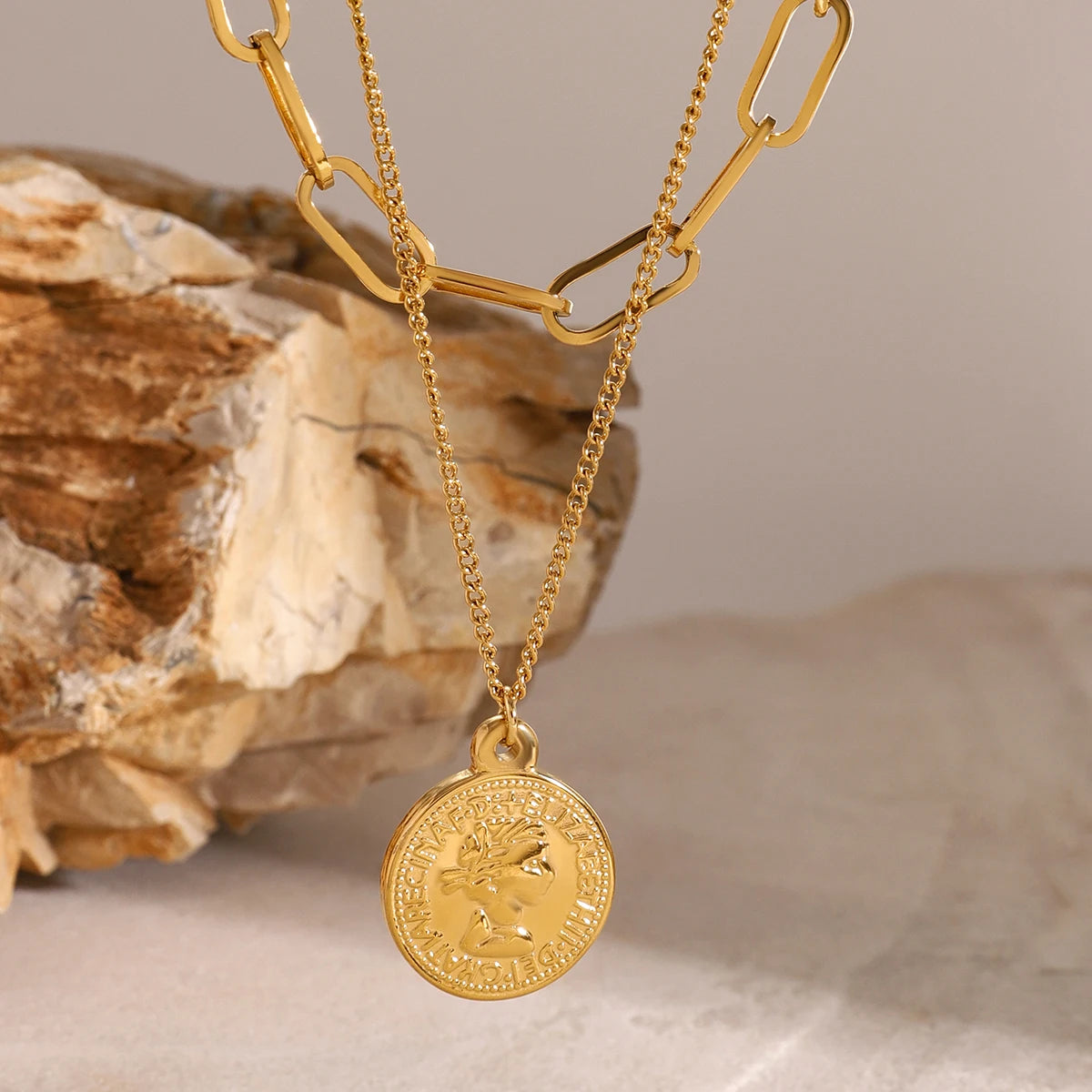 Kika Stainless Steel Golden Puppy Pendant Necklace Waterproof