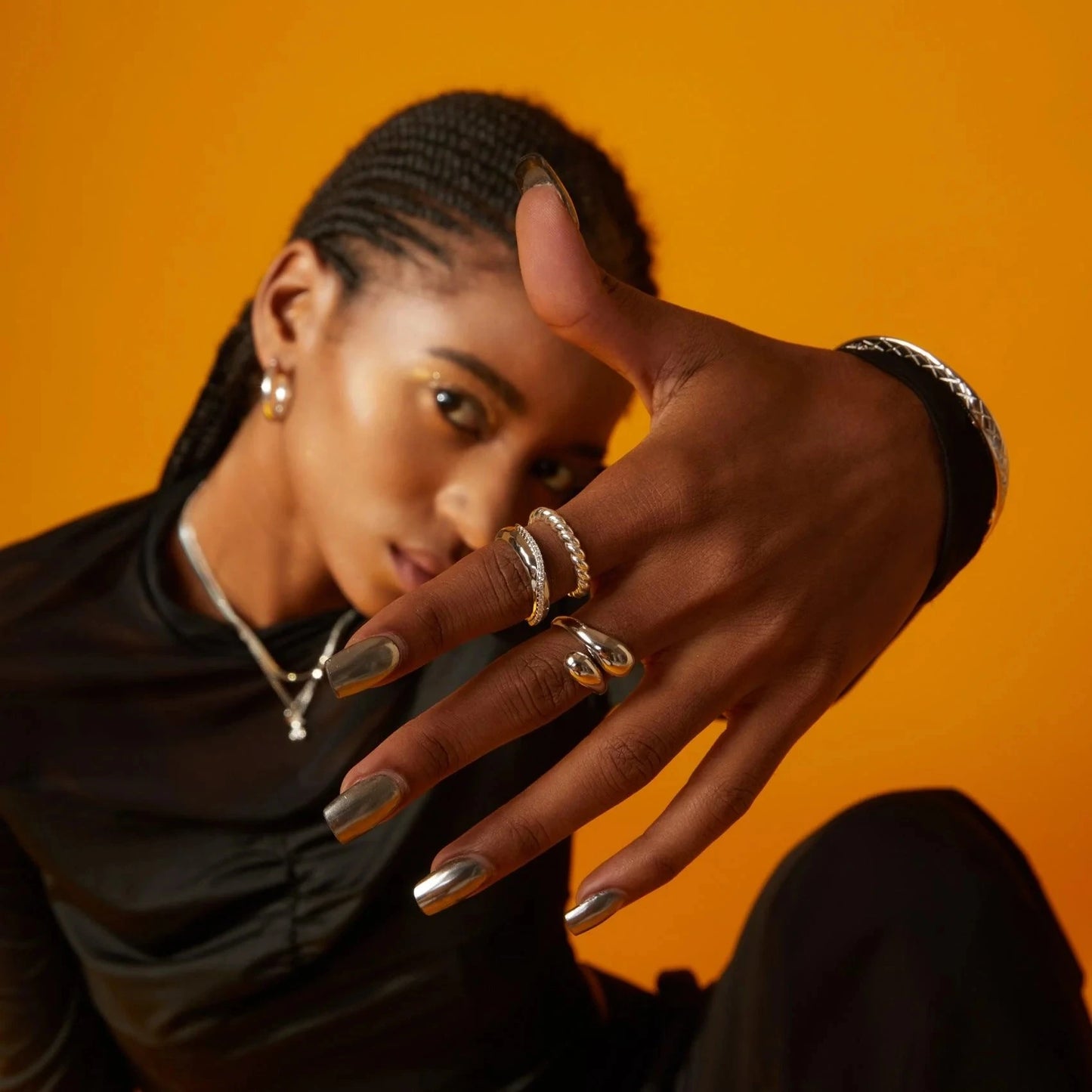 Kika Stainless Steel Metal Overlap Ring