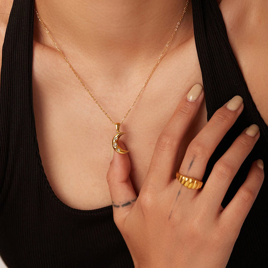 Moon Necklace 18K Gold Plated Color