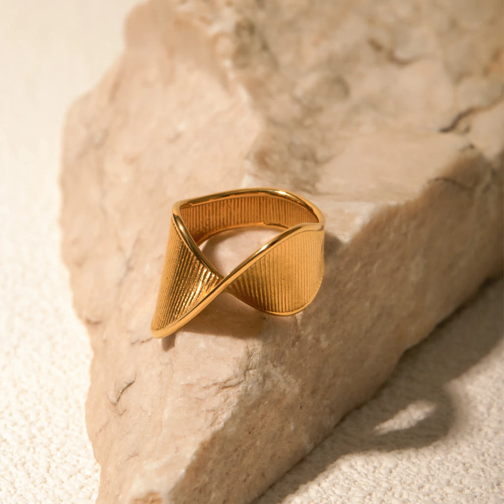 KIKA316L Stainless Steel Irregular Ring Statement Metal Golden Finger Geometric Ring Minimalist Jewelry Bijoux Femme New