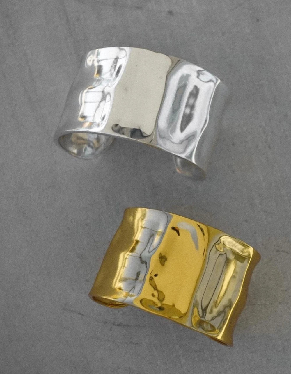 Kika Textured Gold Cuff Gold Plated Stainless Steel Adjustable Bangele Bracelets