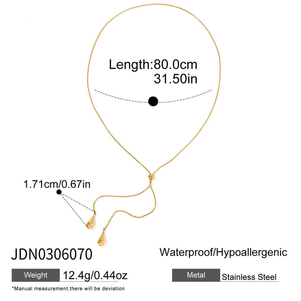Water Droplet Pendant With Adjustable Y-Shaped Chain Tassel Necklace