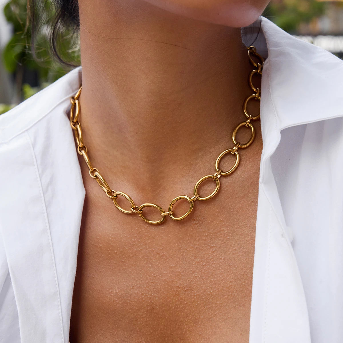 Minimalist Thick O-Link OT Clasp Necklace