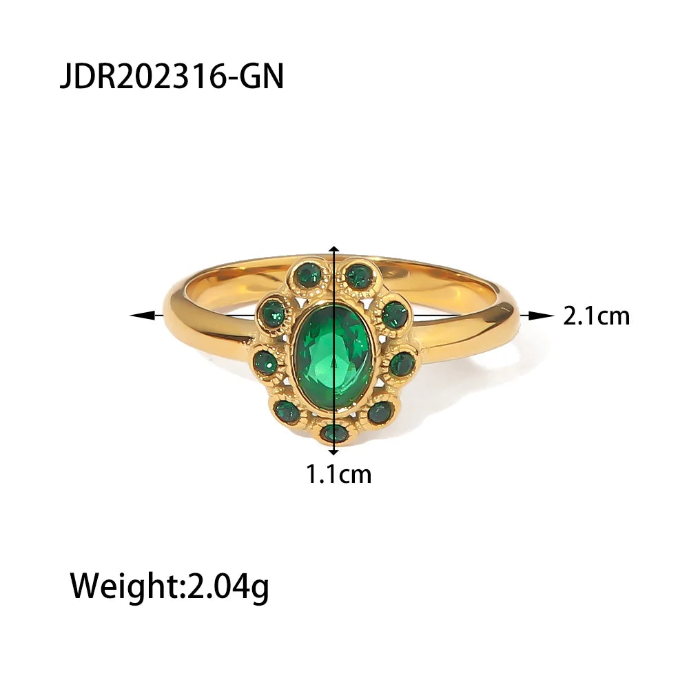 Kika Cubic Zirconia Cross Ring Stainless Steel  18 K PVD Plated Finger Ring