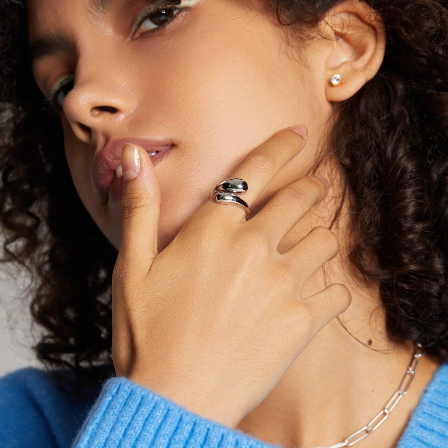 Kika Stainless Steel Metal Overlap Ring