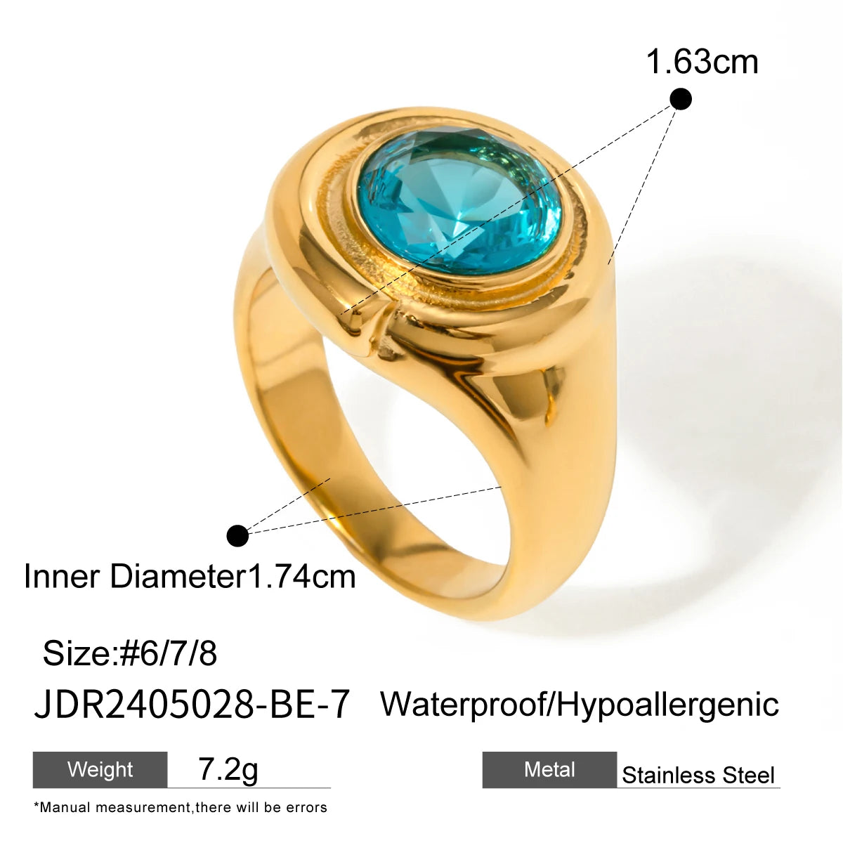 KIKA Stainless Steel Jewelry Exquisite Cubic Zirconia Women Ring 18 K Metal Wedding Engagement Waterproof