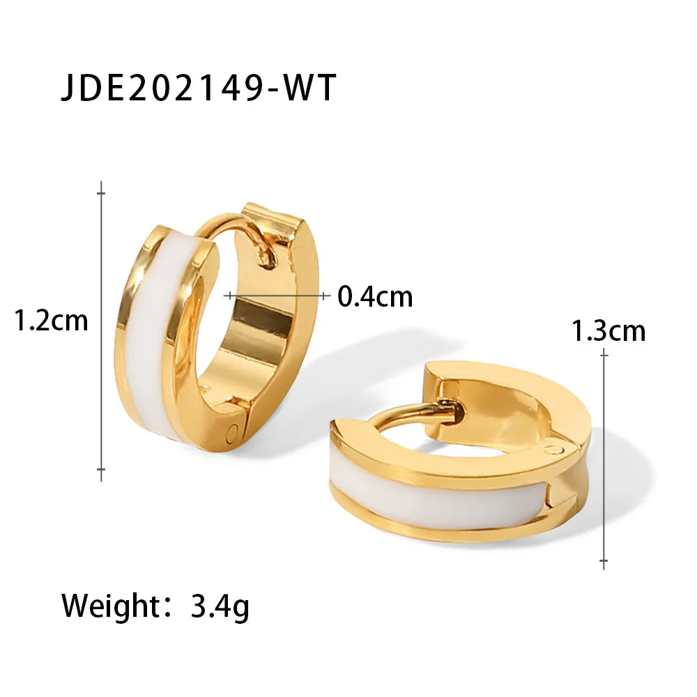 KIKA New Colorful Enamel Stainless Steel 316L Round Studs Earrings PVD Plated Stylish Charm