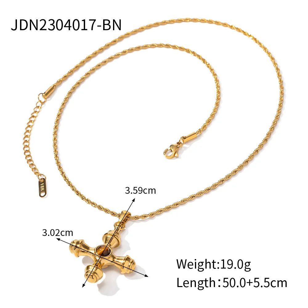 Kika Delicate Shiny Cubic Zirconia 316L Cross Pendant Necklace