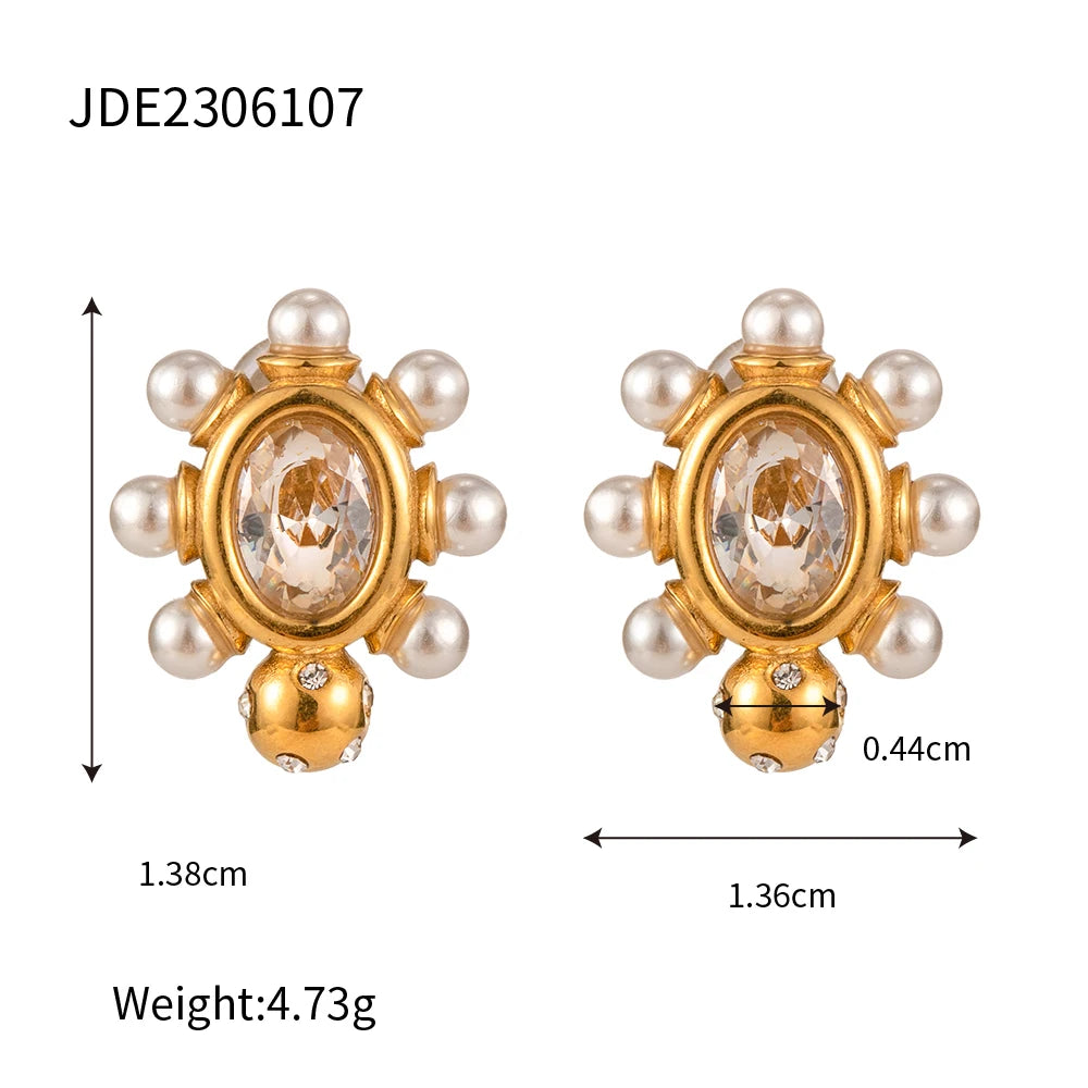 KIKA High Quality Imitation Pearls Drop Stainless Steel 316L Golden