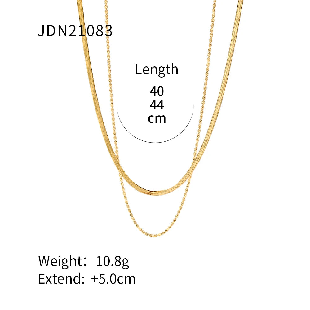 Flat Snake Chain Layer Necklace Stainless Steel Snake Rope Chain