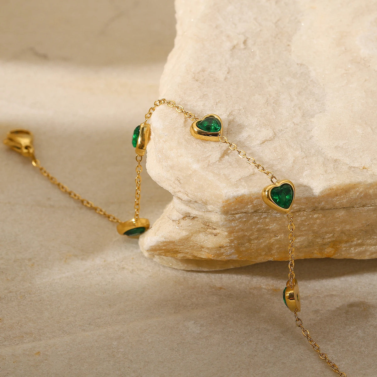 Green Heart Cubic Zirconia Bracelet