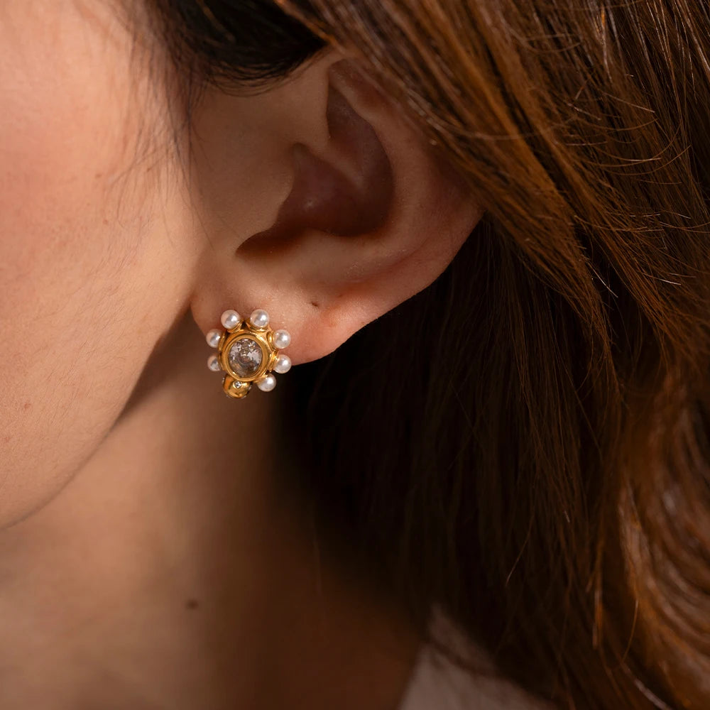 KIKA High Quality Imitation Pearls Drop Stainless Steel 316L Golden