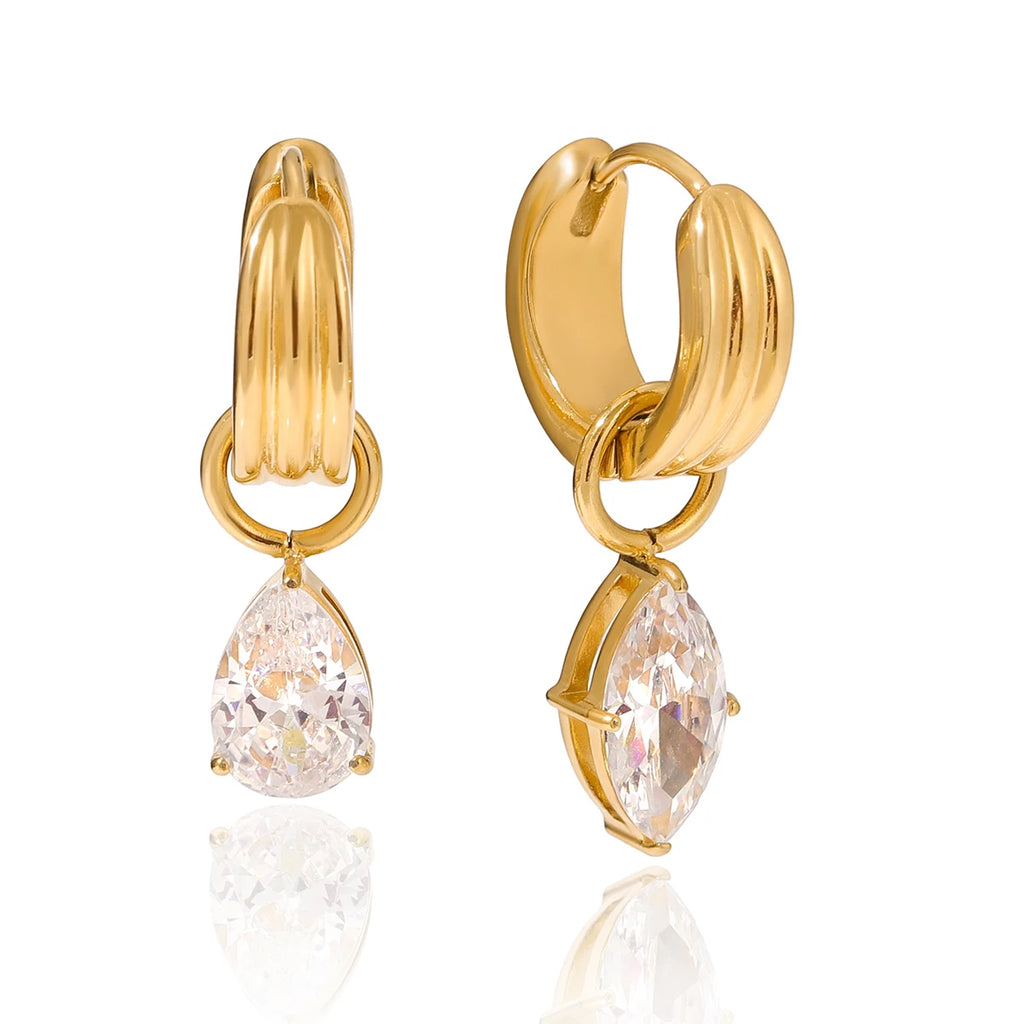 Kika Minimalist Classic  Inlay Droplet Shaped Zircon Ear Clip