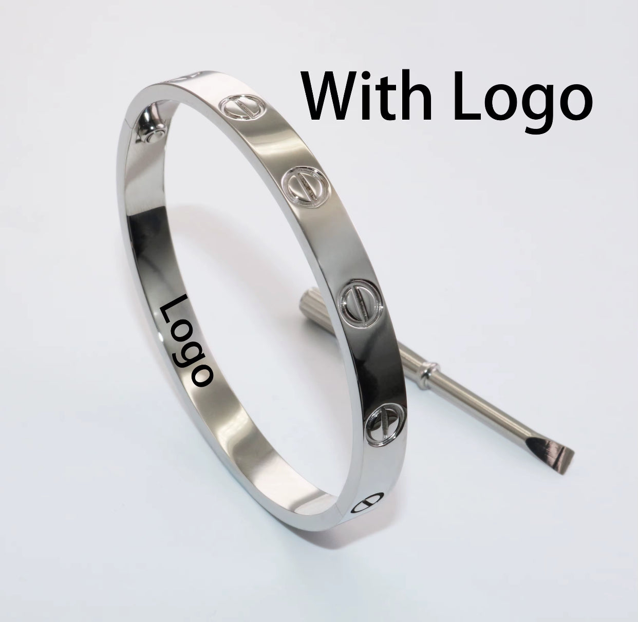Kika 316L Stainless Steel Bracelets with 18K Gold Plated, Screw Design and Zircons