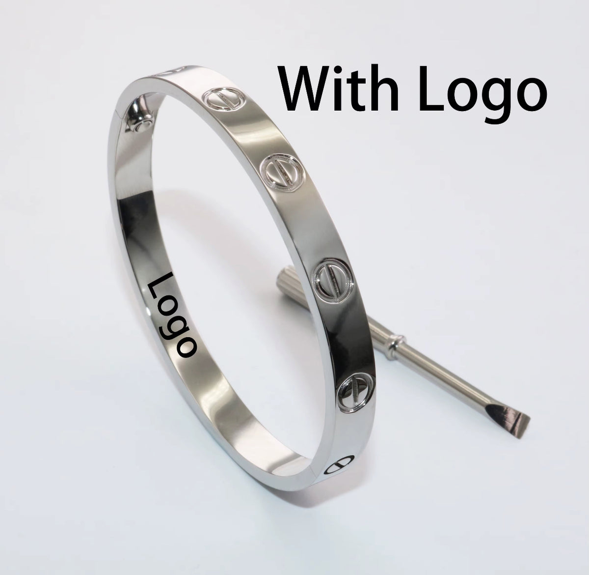 Kika 316L Stainless Steel Bracelets with 18K Gold Plated, Screw Design and Zircons
