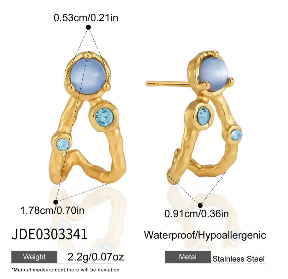Kika Delicate Blue Resin Necklace Earrings Bracelet